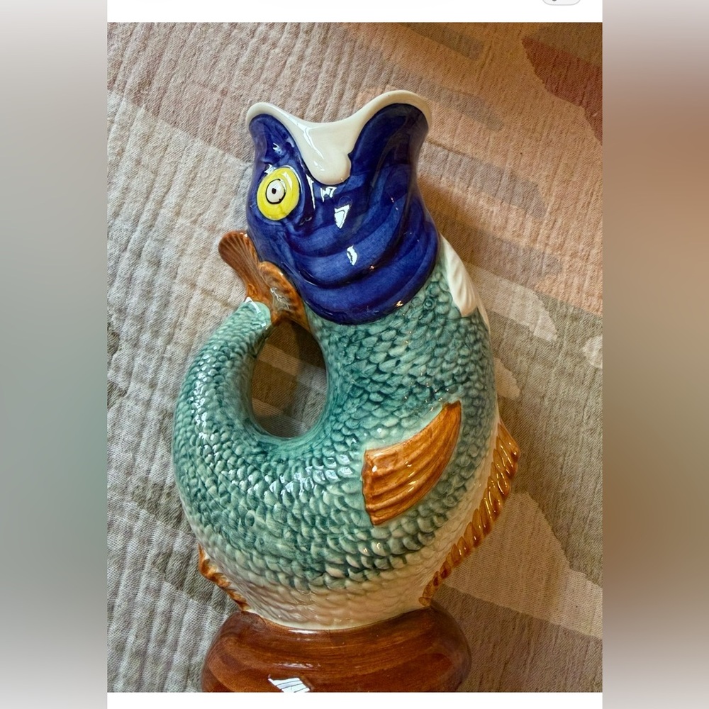 VINTAGE Majolica Portugal, Gurgling Carp, Pitcher - Picture 3 of 5